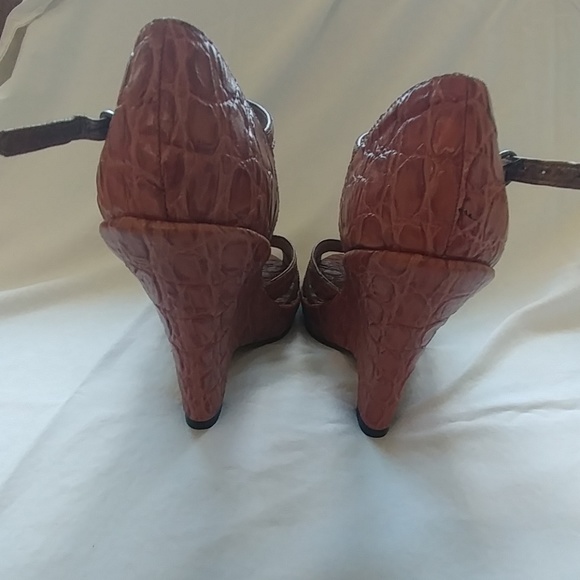 Seychelles crocodile grain leather wedge sandals - Picture 4 of 8